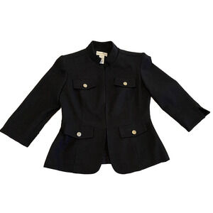 Drapers & Damons Womens Blazer Size 6 Black 3/4 Sleeves Office Sport Coat